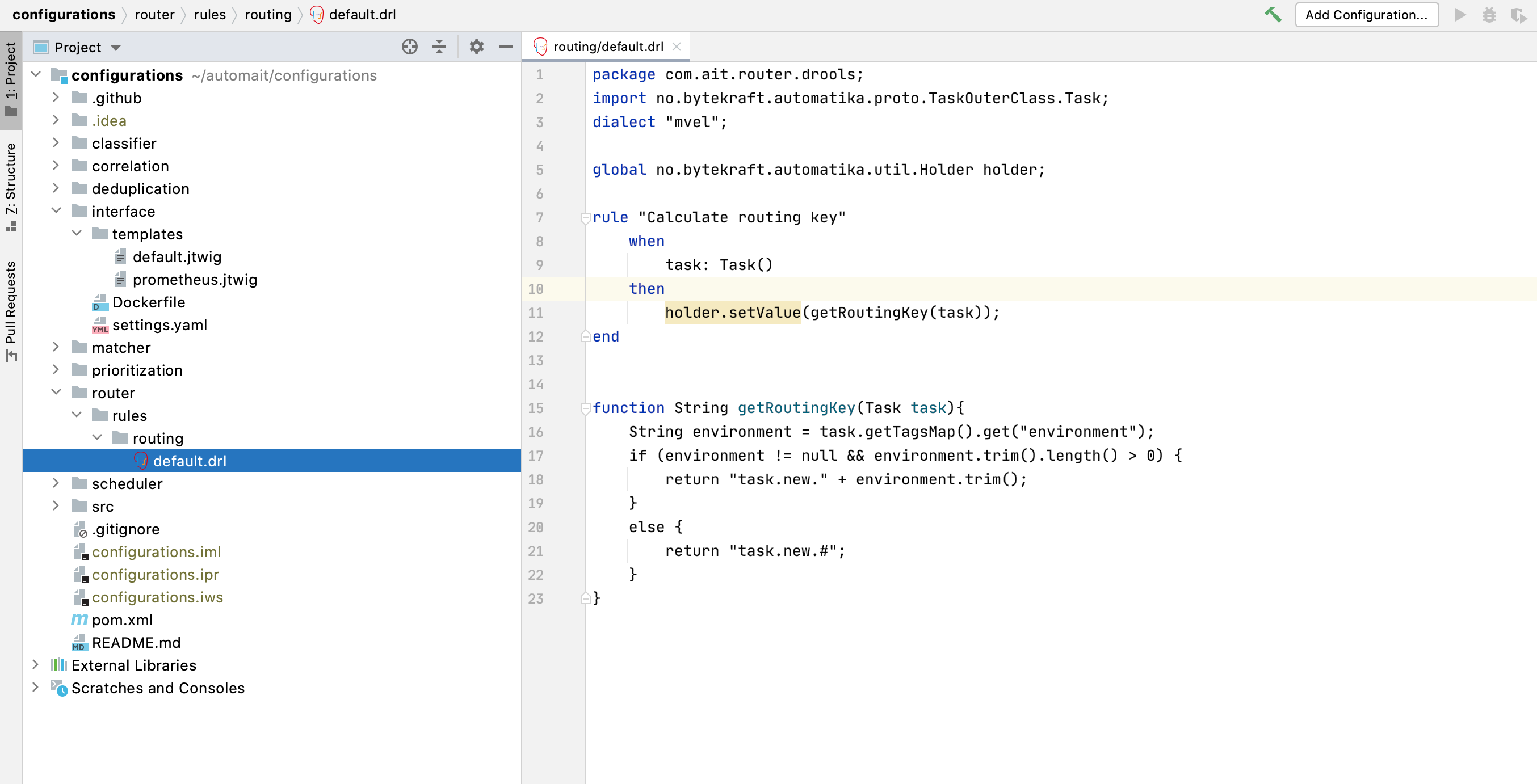 configuration project_structure
